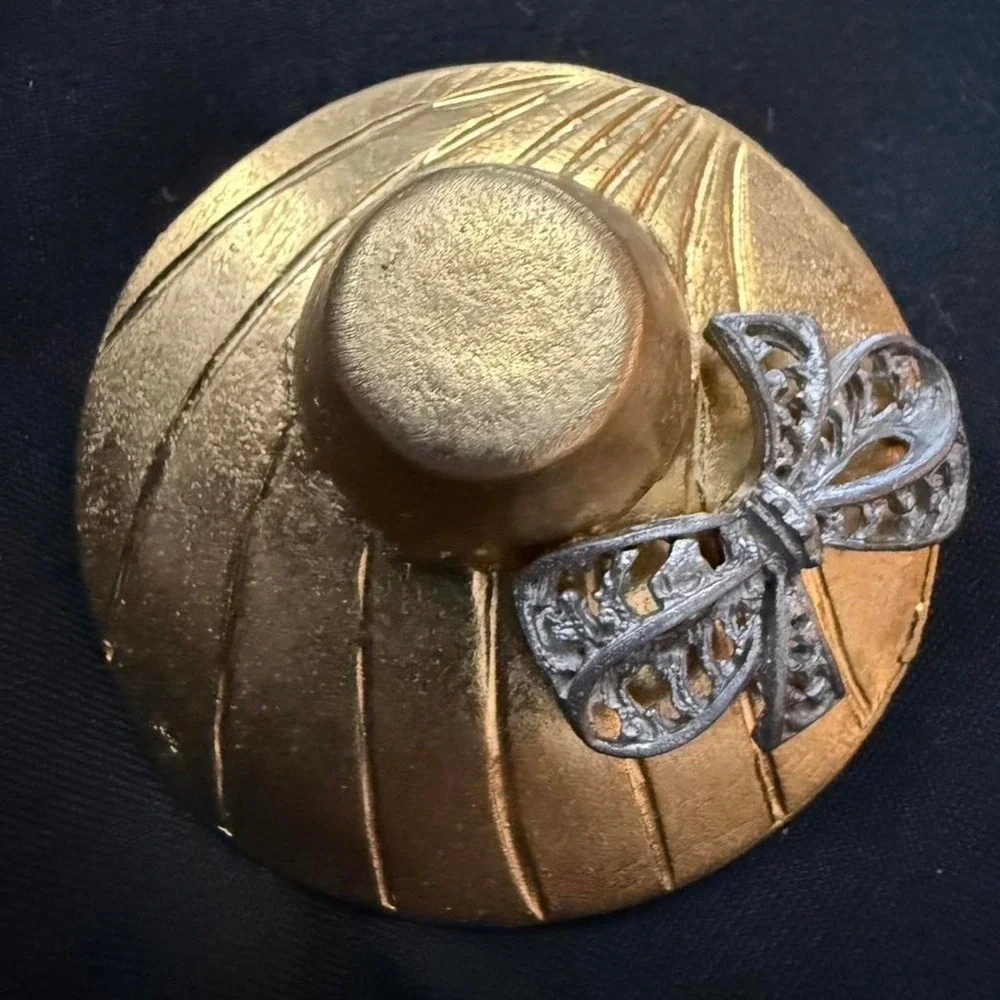 Gold and silver butterfly signed brooch